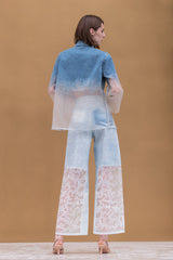 Light Blue Burn-Out Blouse